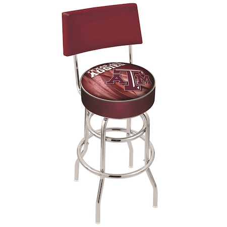 Holland Bar Stool Co 30" Chrome 2-Ring Texas A&M Swivel Bar Stool, Back L7C430TexA-M-D2